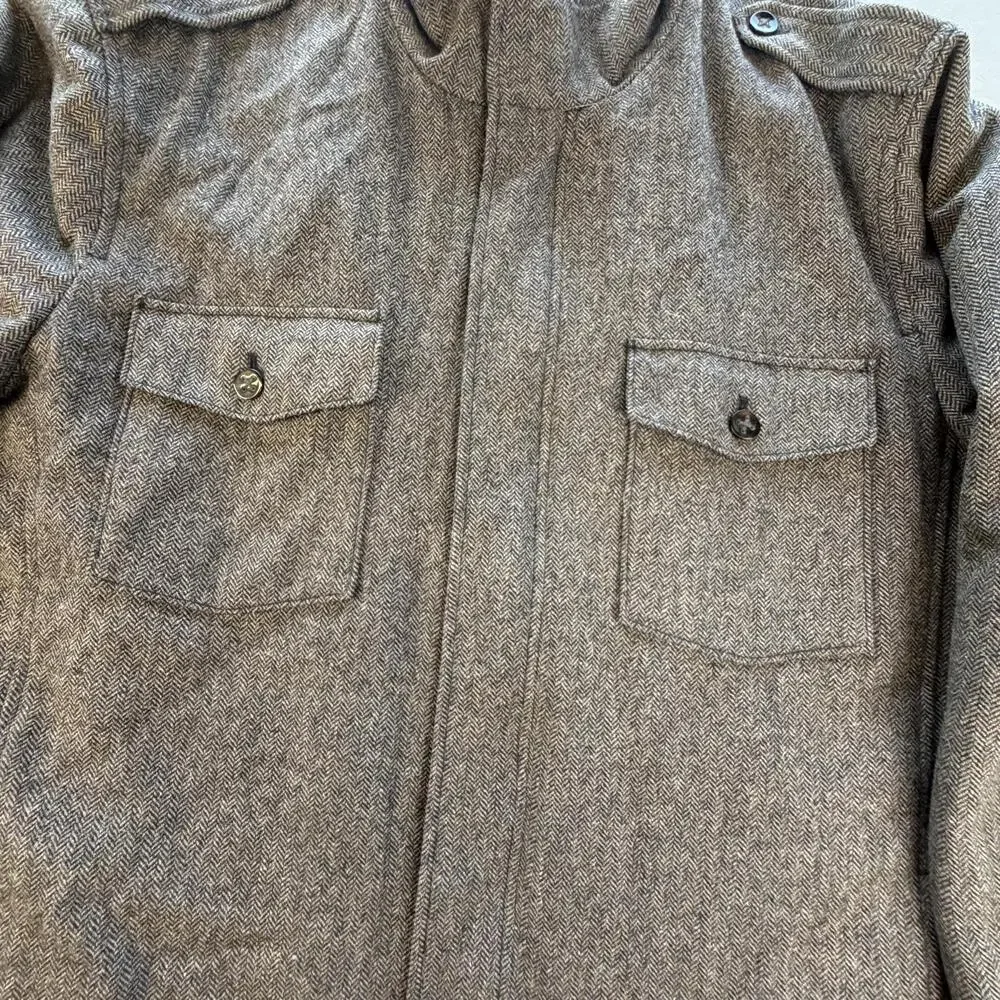 Banana Republic Jacket Mens 2XL Gray Herringbone Tweed Military Full Zip Lined